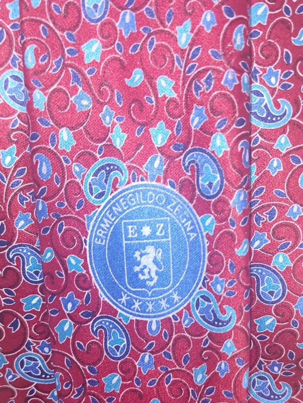 Ermenegildo Zegna Red *PRINT* Paisley Tie with Blue Accents